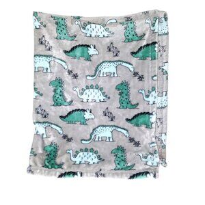 Adirondack Green Dinosaur Gray Baby Security Lovey Blanket 29" X 40"